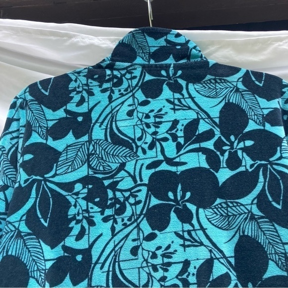 Kaktus Zipper Jacket Blue with Floral Pattern, Size Large - Picture 6 of 7